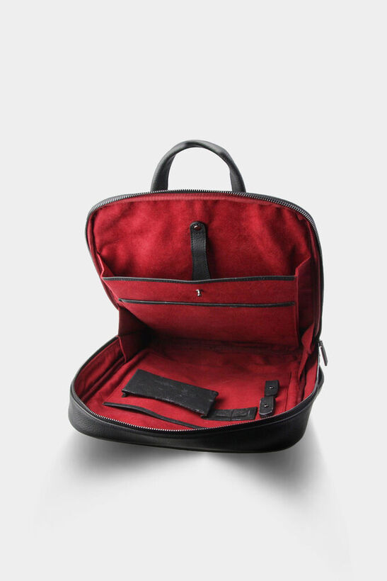 Guard Black Genuine Leather Thin Backpack and Handbag