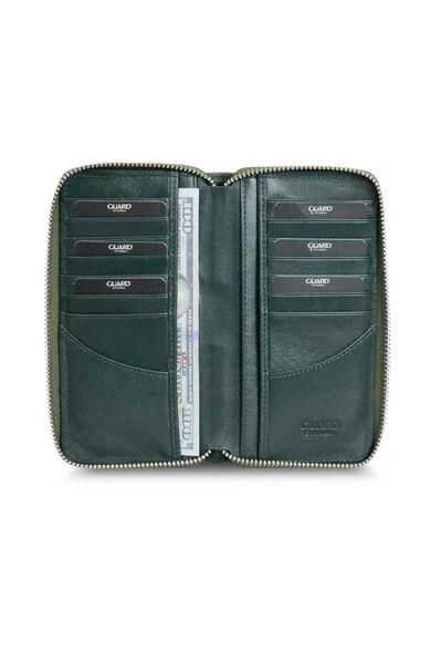 Guard - Guard Black/Green Camouflage Printed Leather Zipper Wallet (1)