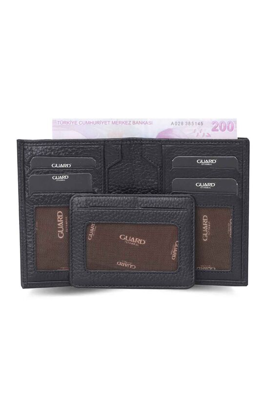 Guard Black Leather Men's Wallet with Hidden Card Holder