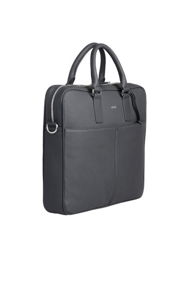 Guard Black Large Leather Briefcase with Laptop Compartment - Thumbnail