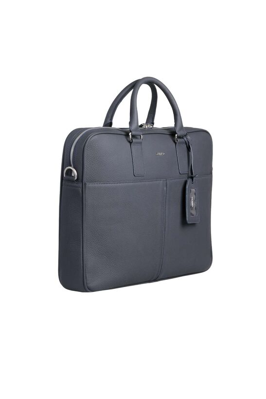 Guard Navy Blue Laptop Entry Large Leather Briefcase