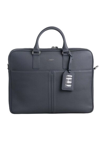 Guard Navy Blue Laptop Entry Large Leather Briefcase - Thumbnail