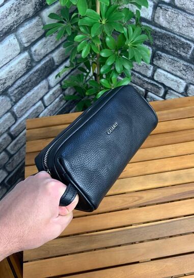 Guard Black Unisex Leather Handbag - Thumbnail