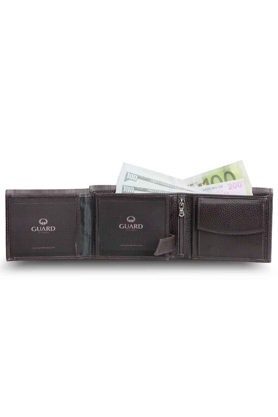 Guard Brown Leather Men's Wallet with Coin Compartment