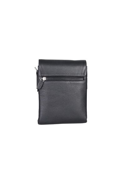 Guard Black Leather Multi Compartment Shoulder Bag - Thumbnail