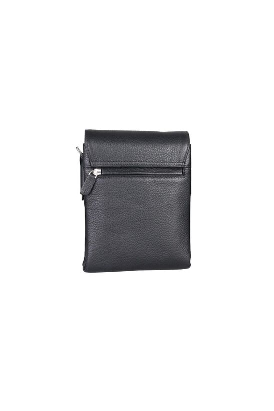 Guard Black Leather Multi Compartment Shoulder Bag
