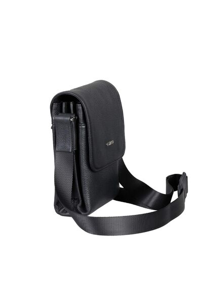 Guard - Guard Black Leather Multi Compartment Shoulder Bag (1)