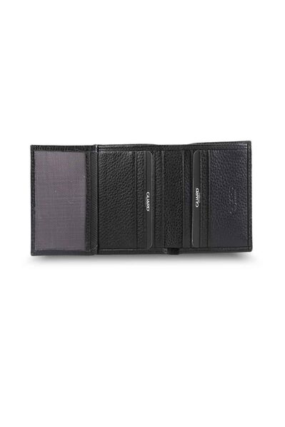Guard Black Multi-Compartment Mini Leather Men's Wallet - Thumbnail