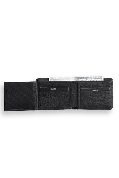 Guard Black Matte Sport Special Stitching Patterned Leather Men's Wallet - Thumbnail