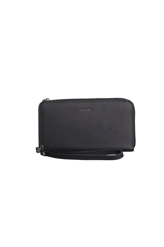 Guard Matte Black Multifunctional Genuine Leather Wallet and Clutch Bag