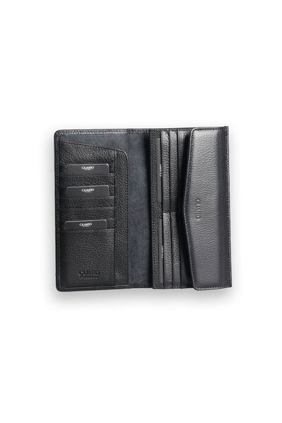 Guard Black Leather Women's Wallet with Phone Entry - Thumbnail