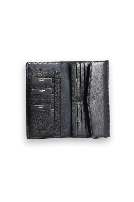 Guard Black Leather Women's Wallet with Phone Entry