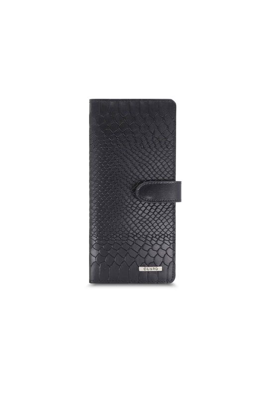 Guard Black Python Print Leather Phone Wallet with Card and Money Compartment