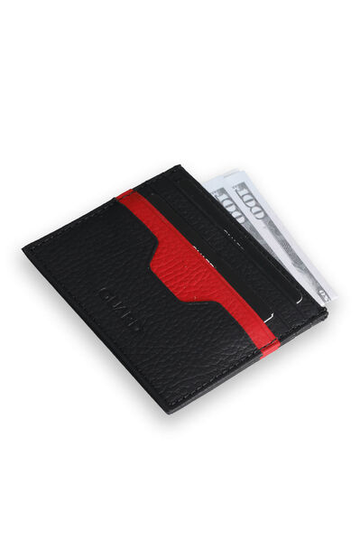 Guard Black - Red Double Color Genuine Leather Card Holder - Thumbnail