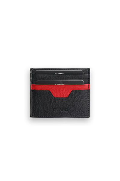 Guard Black - Red Double Color Genuine Leather Card Holder - Thumbnail
