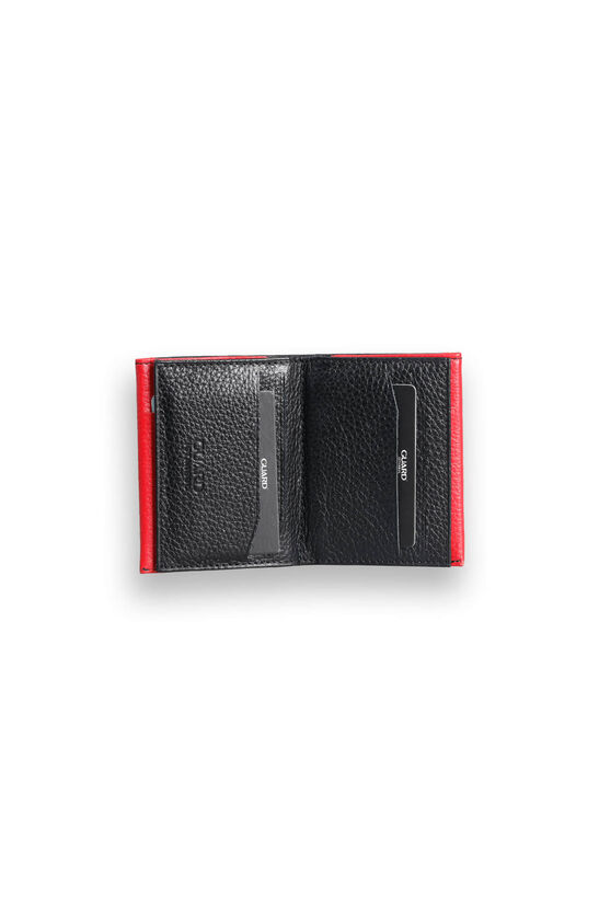 Guard Black - Red Dual Color Compartment Genuine Leather Card Holder