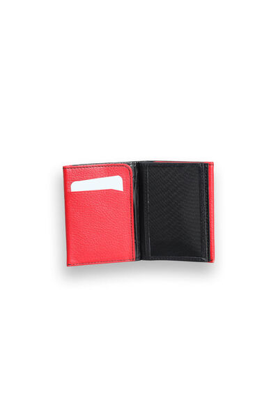 Guard Black - Red Dual Color Compartment Genuine Leather Card Holder - Thumbnail