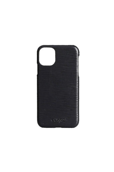 Guard Black Road Patterned iPhone 11 Genuine Leather Phone Case - Thumbnail