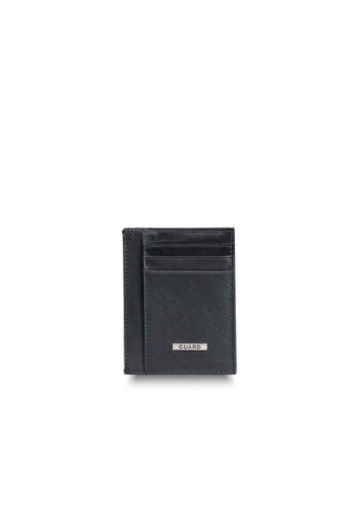 Guard Black Saffiano Leather Card Holder - Thumbnail