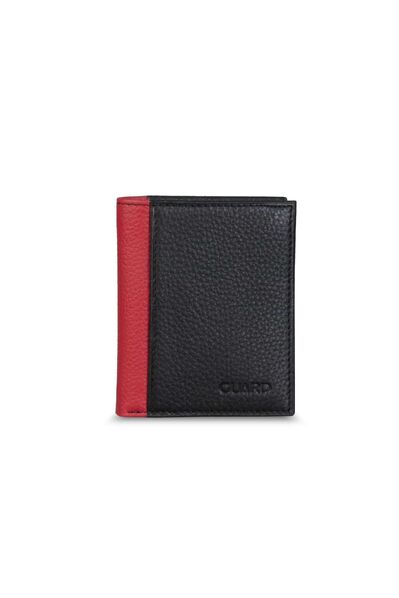 Guard Black/Red Mini Leather Men's Wallet - Thumbnail