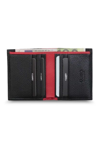 Guard Black/Red Mini Leather Men's Wallet - Thumbnail