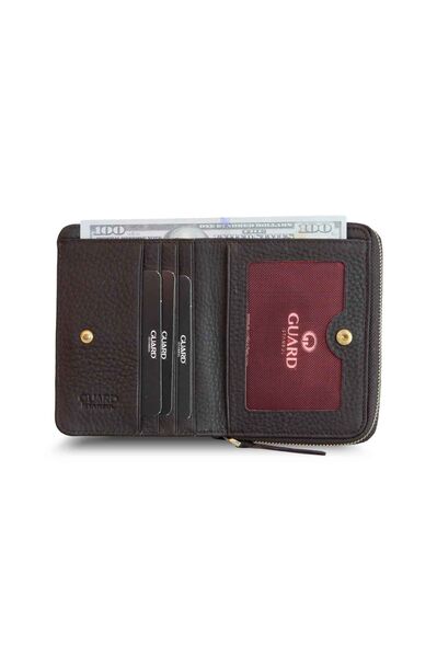 Guard Brown Coin Genuine Leather Women's Wallet - Thumbnail