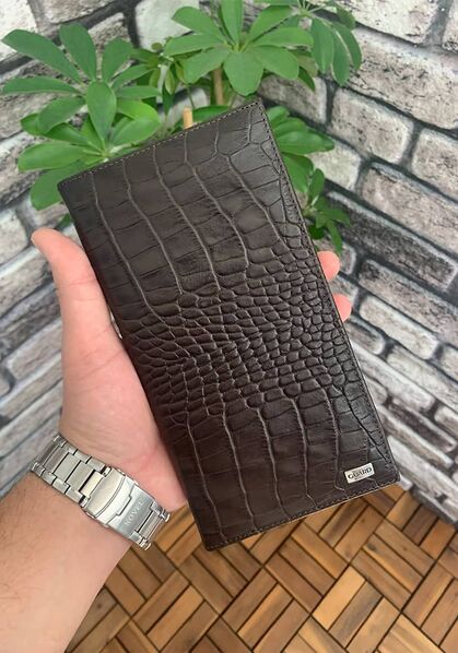 Guard Brown Croco Leather Portfolio Wallet - Thumbnail