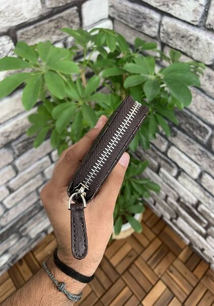 Guard Brown Croco Printed Zipper Portfolio Wallet - Thumbnail