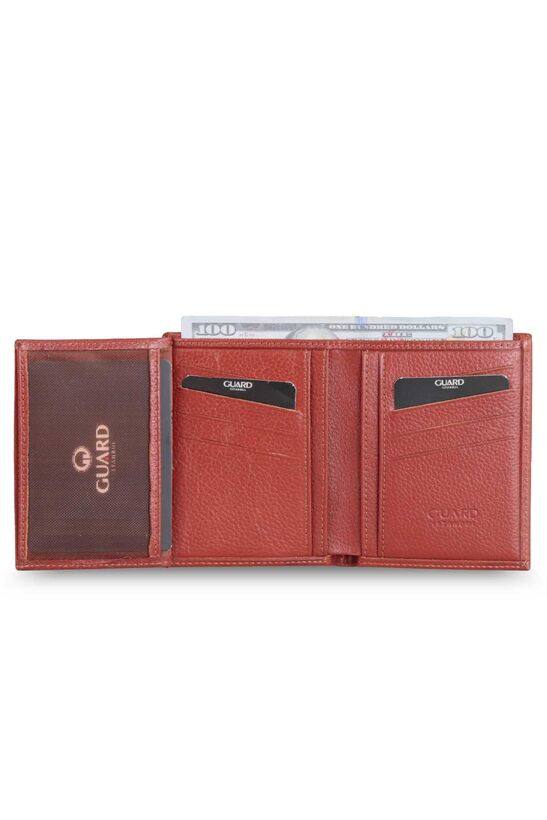 Guard Burgundy Tan Cross Card Slot Leather Men's Wallet