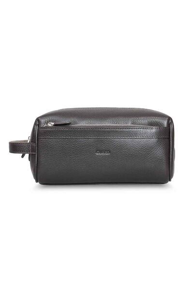 Guard Brown Double Compartment Genuine Leather Unisex Handbag - Thumbnail