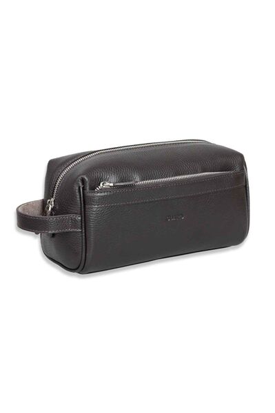 Guard Brown Double Compartment Genuine Leather Unisex Handbag - Thumbnail