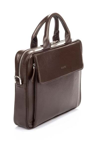 Guard Brown Genuine Leather 14' Inch Laptop Bag - Thumbnail
