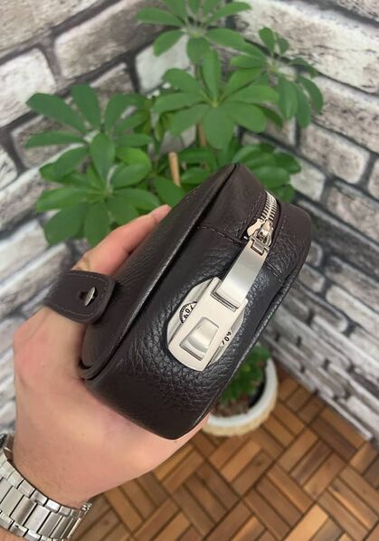 Guard Brown Genuine Leather Combination Locked Handbag - Thumbnail