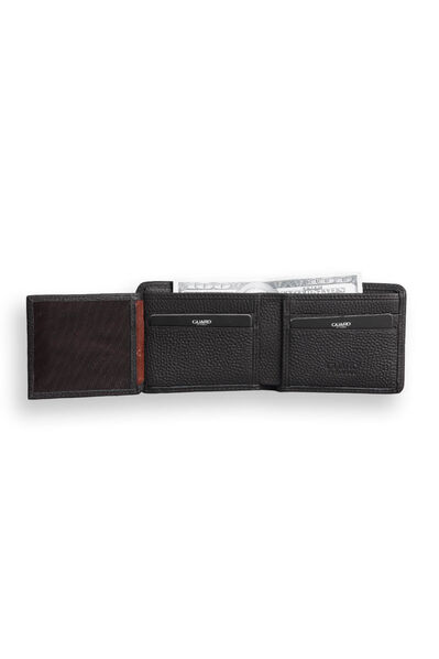 Guard Brown Matte Sport Special Stitching Patterned Leather Men's Wallet - Thumbnail