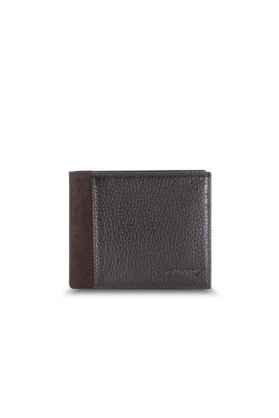 Guard Brown Nubuck Detailed Slim Leather Men's Wallet - Thumbnail