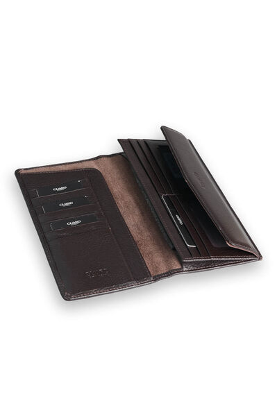 Guard Brown Leather Women's Wallet with Phone Entry - Thumbnail