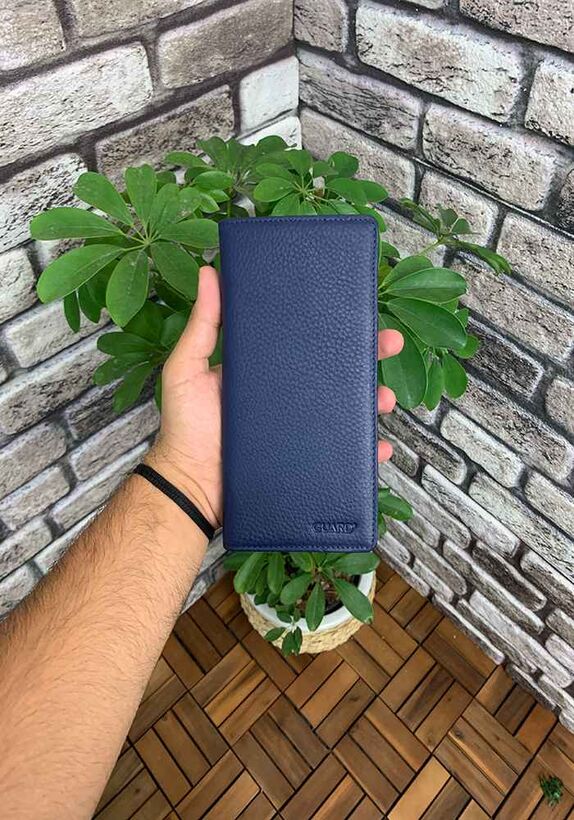 Guard Chelsea Navy Blue Phone Compartment Leather Hand Portfolio