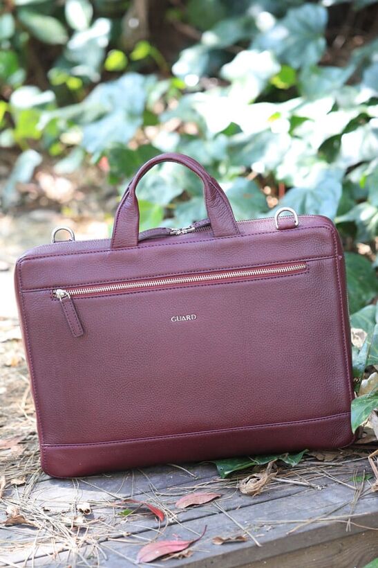Guard Claret Red Leather Special Edition Laptop and Briefcase