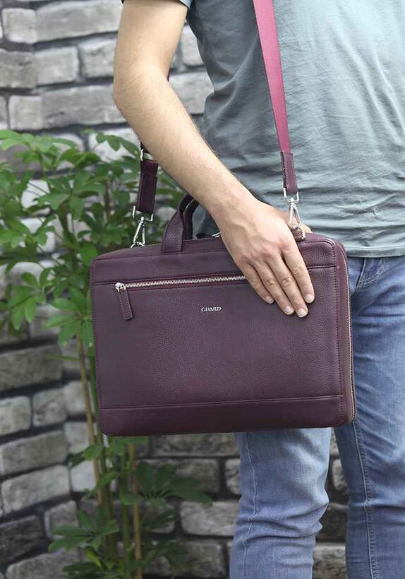 Guard Claret Red Leather Special Edition Laptop and Briefcase