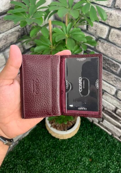 Guard Claret Red Leather Card Holder - Thumbnail