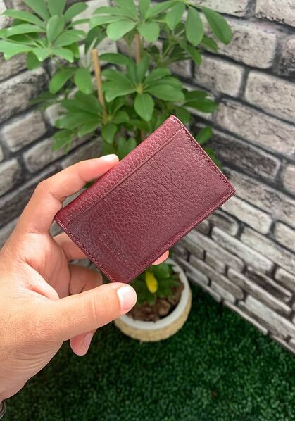 Guard Claret Red Leather Card Holder - Thumbnail