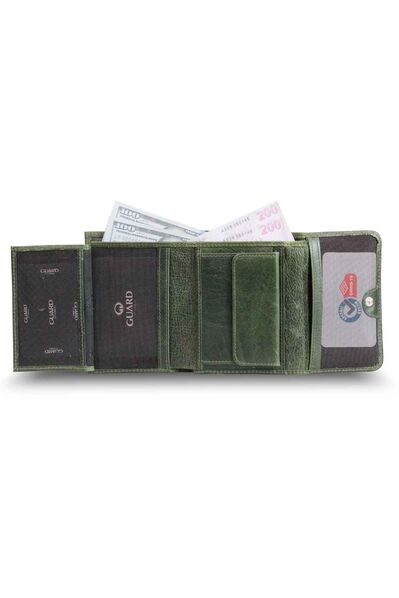Guard Crazy Green Women's Wallet With Coin Compartment - Thumbnail