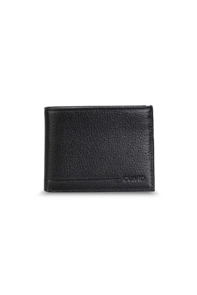 Guard Coin Black Leather Horizontal Men's Wallet - Thumbnail