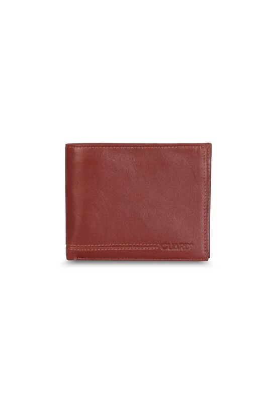 Guard Coin Compartment Horizontal Tan Leather Men's Wallet