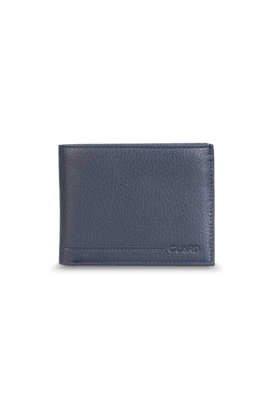 Guard Navy Blue Leather Horizontal Men's Wallet With Coin Compartment