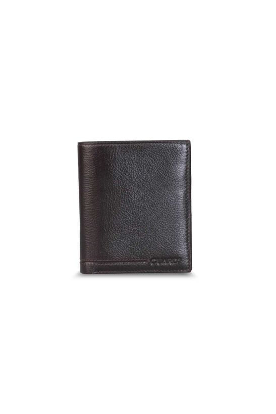 Guard Brown Leather Vertical Men's Wallet with Coin Entry
