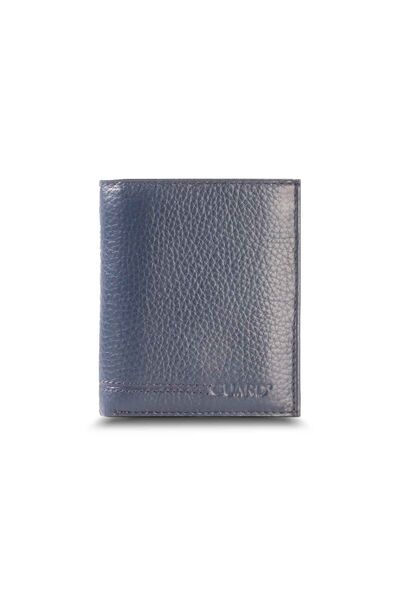 Guard Navy Blue Leather Men's Wallet with Coin Entry - Thumbnail