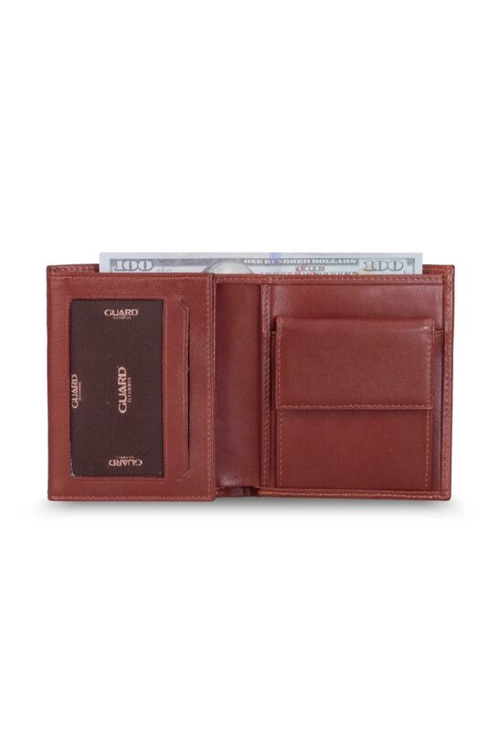 Guard Tan Leather Vertical Men's Wallet with Coin Entry