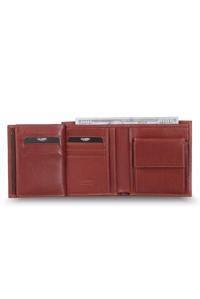 Guard Tan Leather Vertical Men's Wallet with Coin Entry - Thumbnail