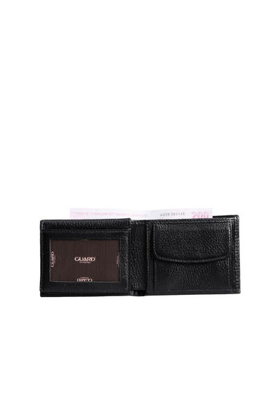 Guard - Guard Coin Pitted Black Genuine Leather Horizontal Men's Wallet (1)